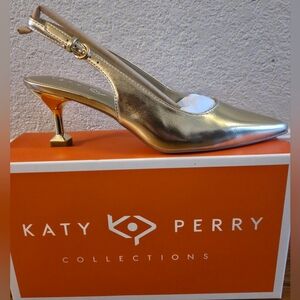 Katy Perry Oceanview Slingback Heels – Metallic Softy Nappa Champagne – Size 6